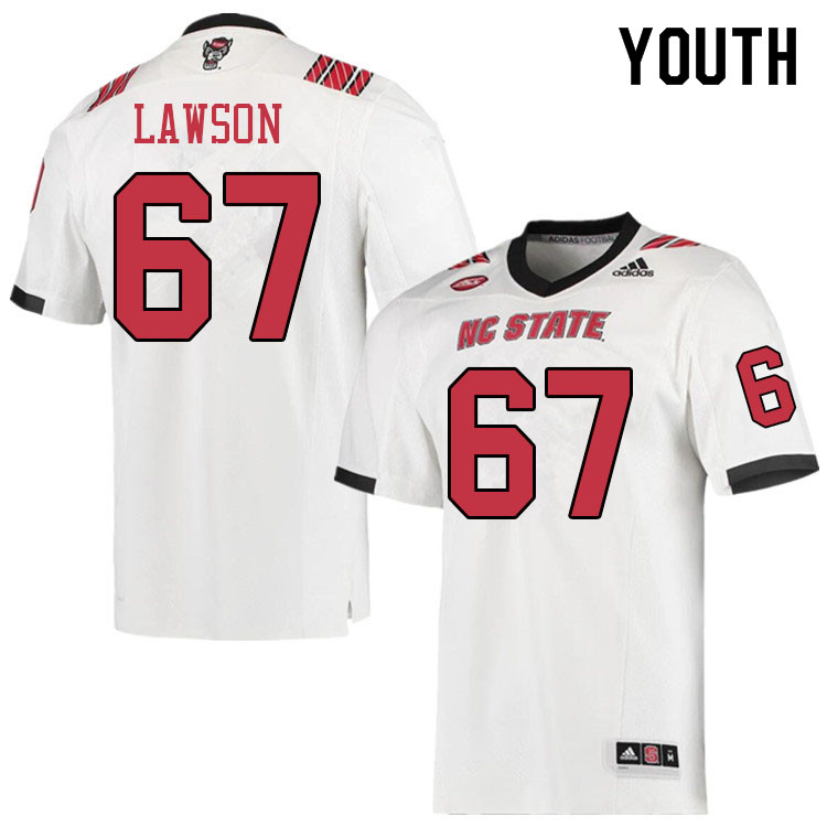 Youth #67 Brendan Lawson NC State Wolfpack College Football Jerseys Sale-White - Click Image to Close